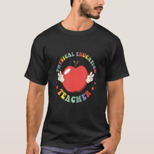 Vintage Groovy Physical Education Teacher Apple 19 T-Shirt