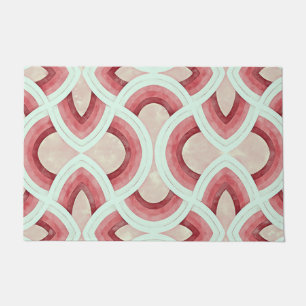 Vıntage Groovy Rainbow Design In Coral and Desert Doormat