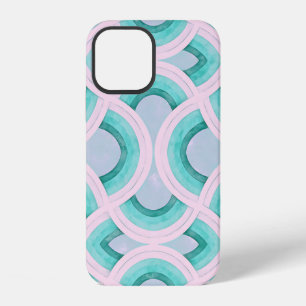 Vintage Groovy Rainbow Pattern In Aqua iPhone 12 Case