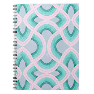 Vintage Groovy Rainbow Pattern In Aqua Notebook