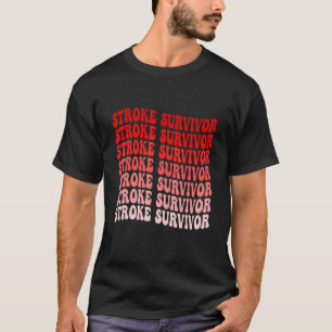 Vintage Groovy Red Awareness Ribbon  Stroke Surviv T-Shirt