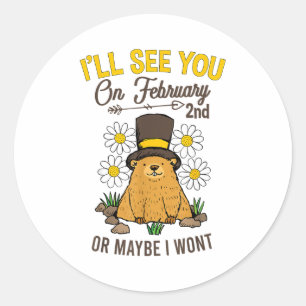 Vintage Groundhog Day February 2nd Celebration  Classic Round Sticker