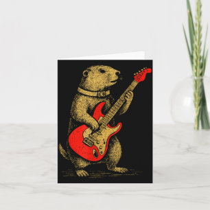 Vintage Groundhog Playing Guitar Funny Music Roden Card