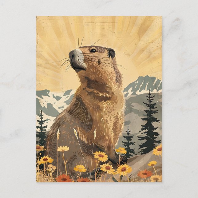 Vintage Groundhog Postcard (Front)