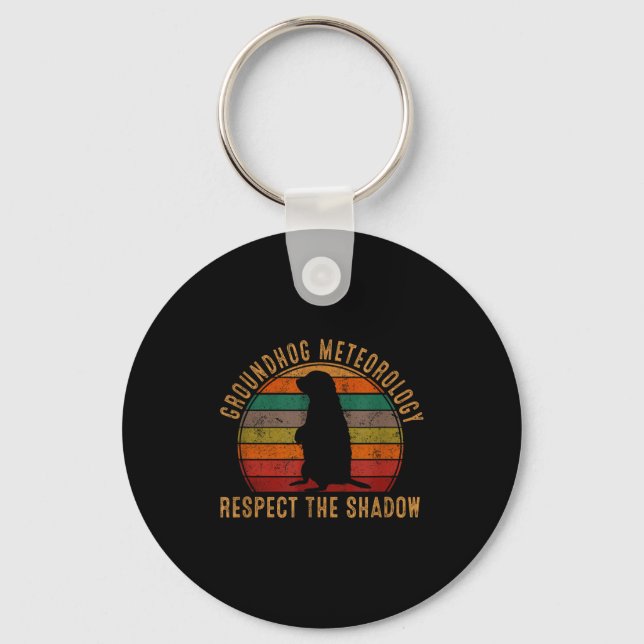 Vintage Groundhog Whisperer Silhouette Gift Ground Key Ring (Front)