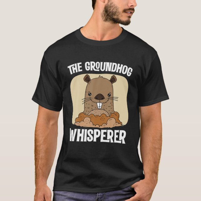 Vintage Groundhog Whisperer Silhouette Ground Hog T-Shirt (Front)