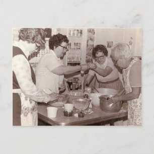 Vintage group of women cooking photo postcard