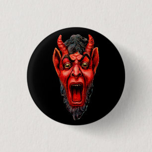 Vintage Growling Krampus 3 Cm Round Badge