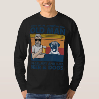 Vintage Grumpy Old Man Like Beer And English Masti T-Shirt