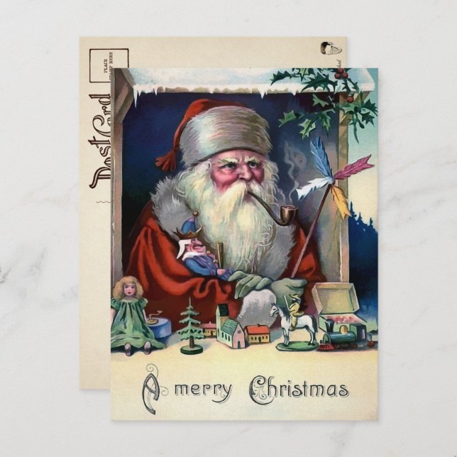 Vintage Grumpy Santa Christmas Postcard (Front/Back)