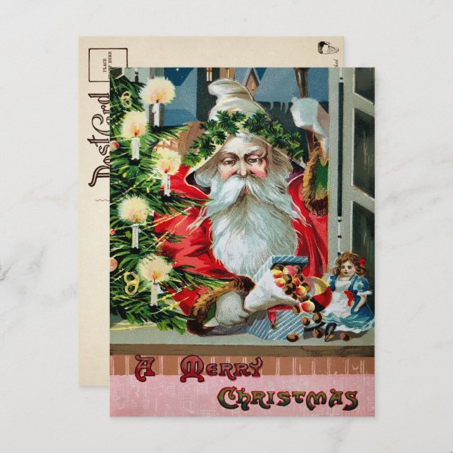Vintage Grumpy Santa Christmas Postcard (Front/Back)