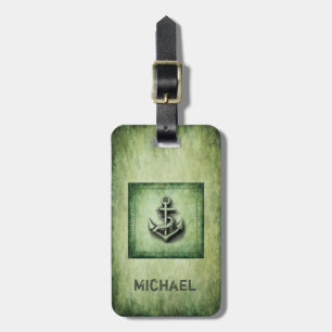 Vintage grundge cool nautical anchor luggage tag