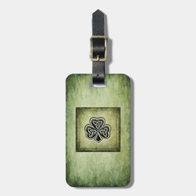 Vintage grundge Irish lucky shamrock Luggage Tag (Front Vertical)