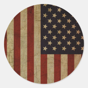 Vintage Grunge American Flag Classic Round Sticker