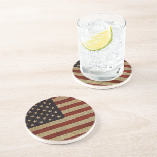 Vintage Grunge American Flag Coaster