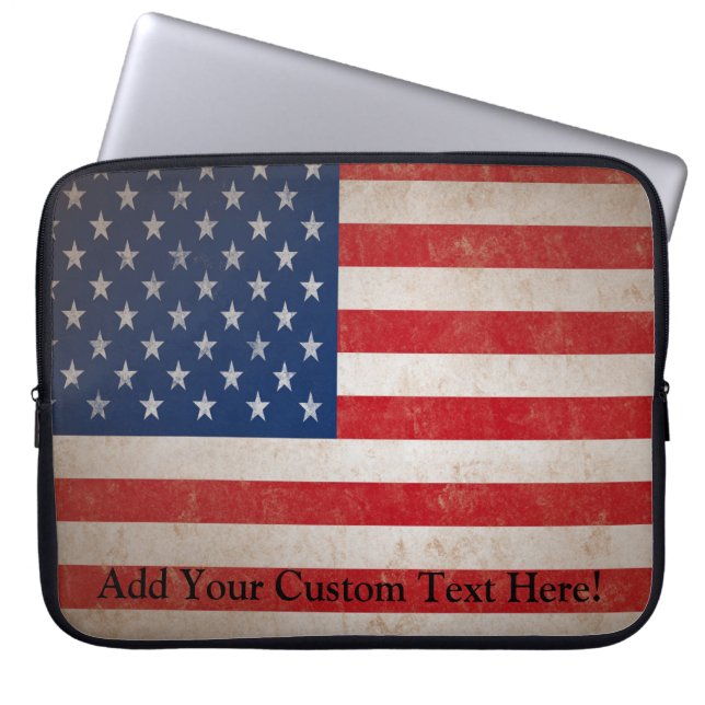 Vintage Grunge American Flag Patriotic Design Laptop Sleeve (Front)