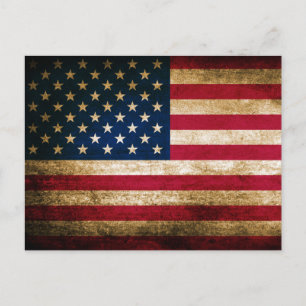 Vintage Grunge American Flag Postcard