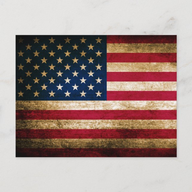 Vintage Grunge American Flag Postcard (Front)