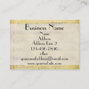 Vintage Grunge Antique Musical Notes Business Card