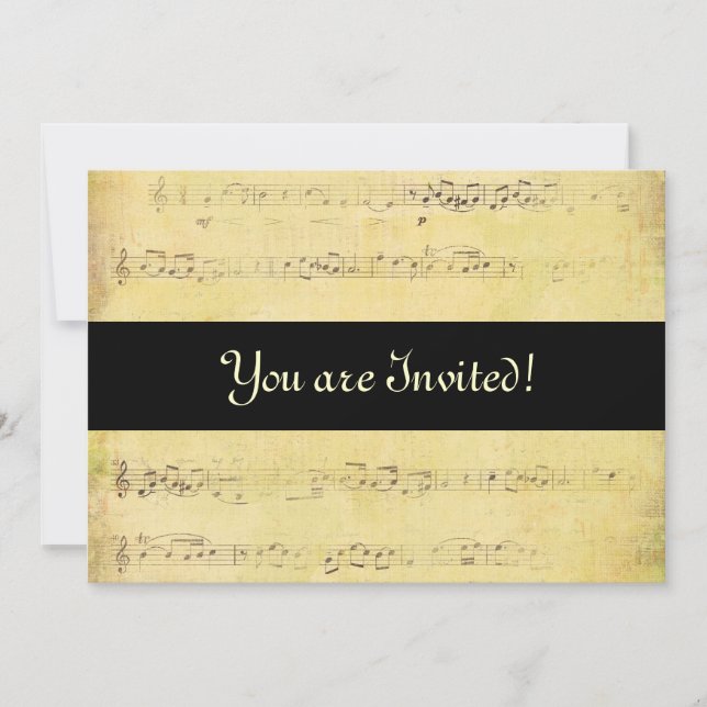 Vintage Grunge Antique Musical Notes Invitations (Front)