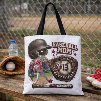 Vintage Grunge Baseball Mum Photo Gift Tote Bag