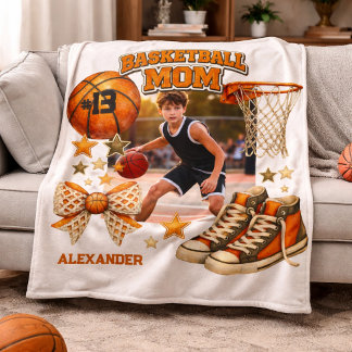 Vintage Grunge Basketball Mum Photo Gift Fleece Blanket