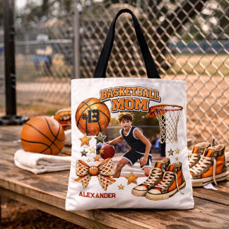 Vintage Grunge Basketball Mum Photo Gift Tote Bag