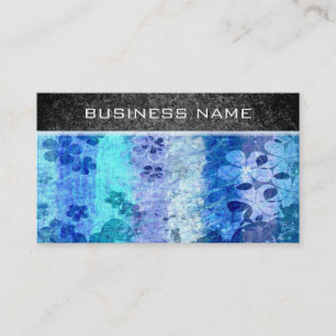 Vintage grunge blue floral pattern 4 business card