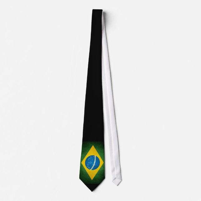 Vintage Grunge Brazil Flag Tie (Front)