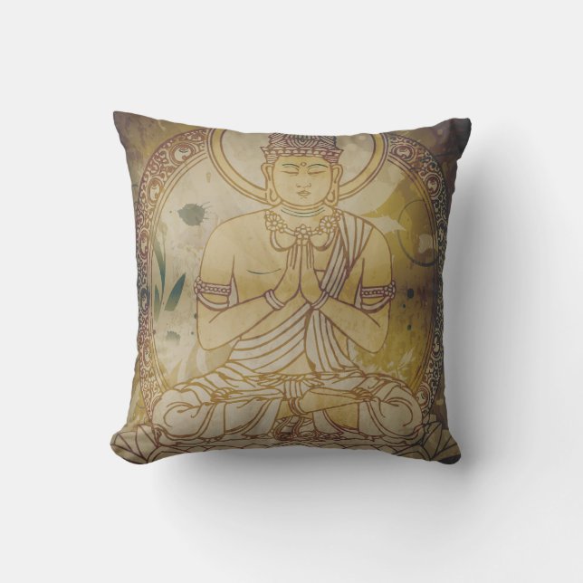 Vintage Grunge Buddha Cushion (Front)