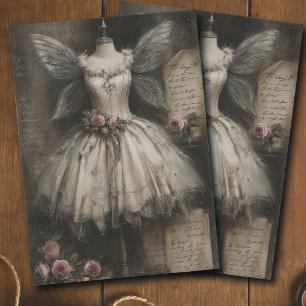 Vintage Grunge Fairy Ballerina Costume Decoupage  Tissue Paper