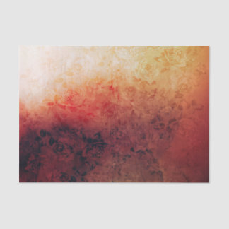 Vintage Grunge Floral Fire Red Faded Roses Artsy Tissue Paper