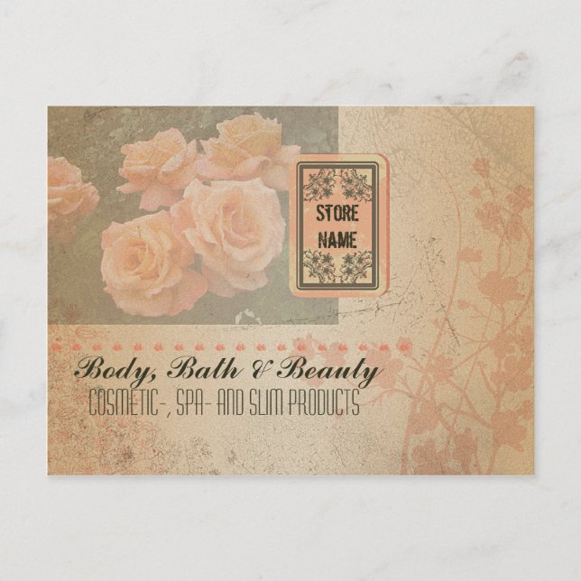 Vintage Grunge Flowers - Postcard (Front)