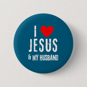 Vintage grunge i love jesus & my husband, christia 6 cm round badge