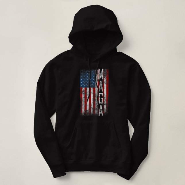 Vintage Grunge Maga American Flag Lover.png Hoodie (Design Front)