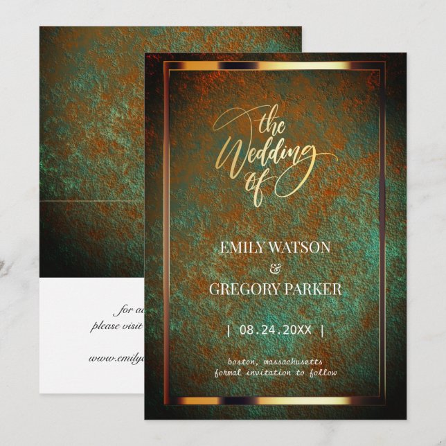Vintage grunge patina frame Wedding Save The Date (Front/Back)