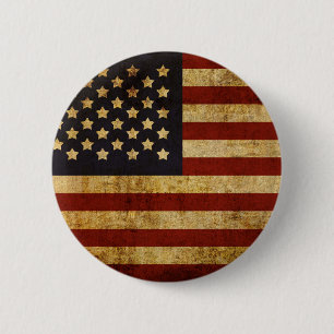 Vintage Grunge Patriotic USA American Flag 6 Cm Round Badge
