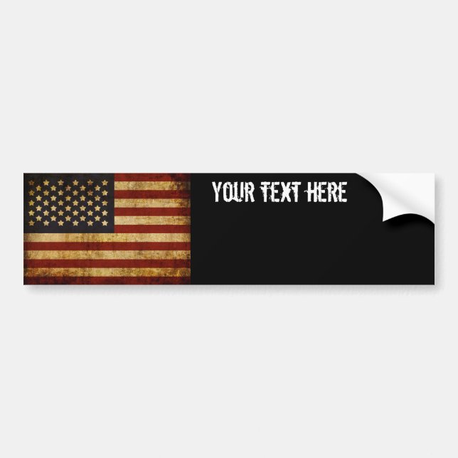 Vintage Grunge Patriotic USA American Flag Bumper Sticker (Front)
