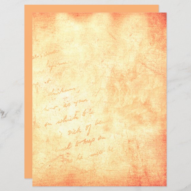 Vintage Grunge Peach Orange Script Texture  (Front/Back)