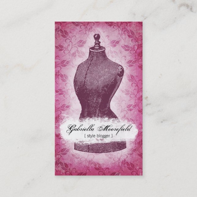 Vintage Grunge Pink Fashion Business Cards (Front)