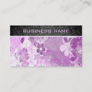 Vintage grunge purple floral pattern business card