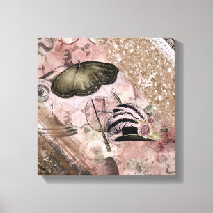 Vintage Grunge Steampunk Glam Victorian Hat Canvas Print