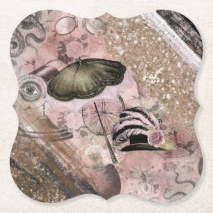 Vintage Grunge Steampunk Glam Victorian Hat Paper Coaster