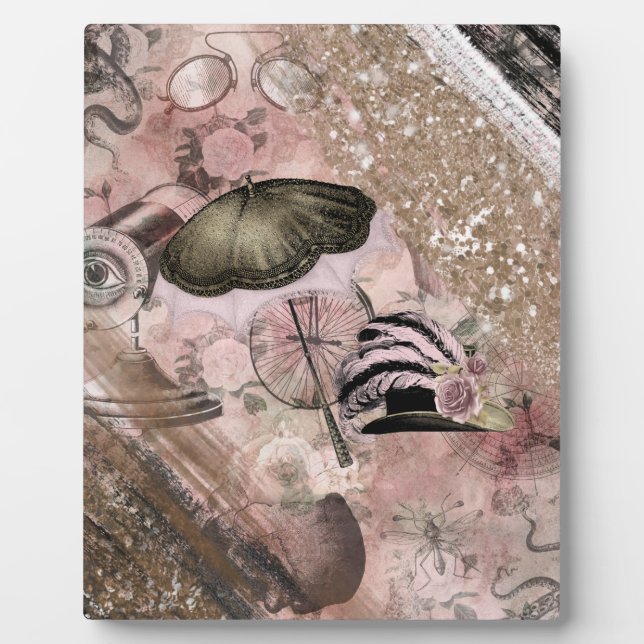 Vintage Grunge Steampunk Glam Victorian Hat Plaque (Front)