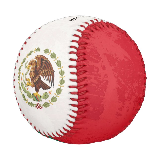 Vintage grunge texture Mexican flag custom  Baseball (Angled)