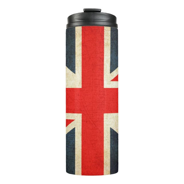 Vintage Grunge Union Jack UK FLAG Thermal Tumbler (Front)