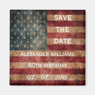 Vintage Grunge USA Stars & Stripes 40th Birthday Magnet