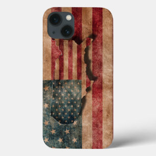 Vintage Grunge USA Stars & Stripes Flag and Map iPhone 13 Case