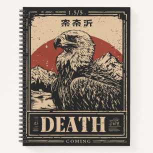 Vintage Grunge Vulture   Death Symbol Portrait Notebook