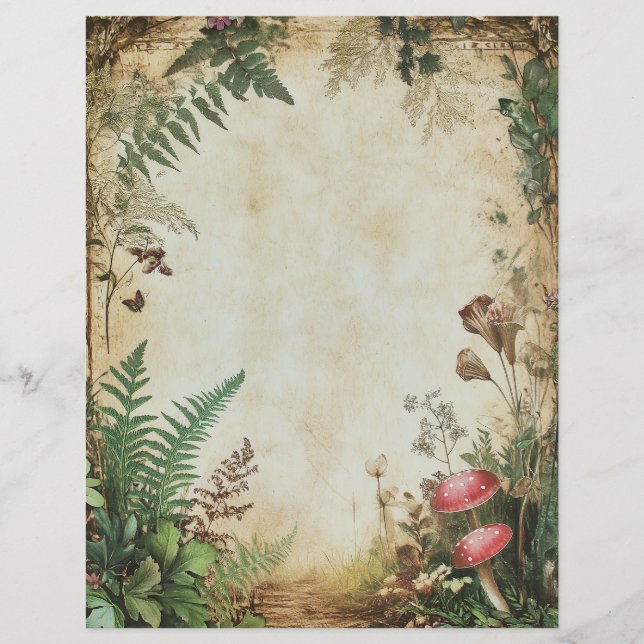 Vintage Grungy Botanical Scrapbook Junk Journal (Front)